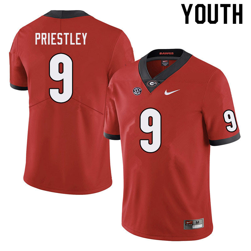 Youth #9 Nathan Priestley Georgia Bulldogs College Football Jerseys Sale-Red - Click Image to Close
